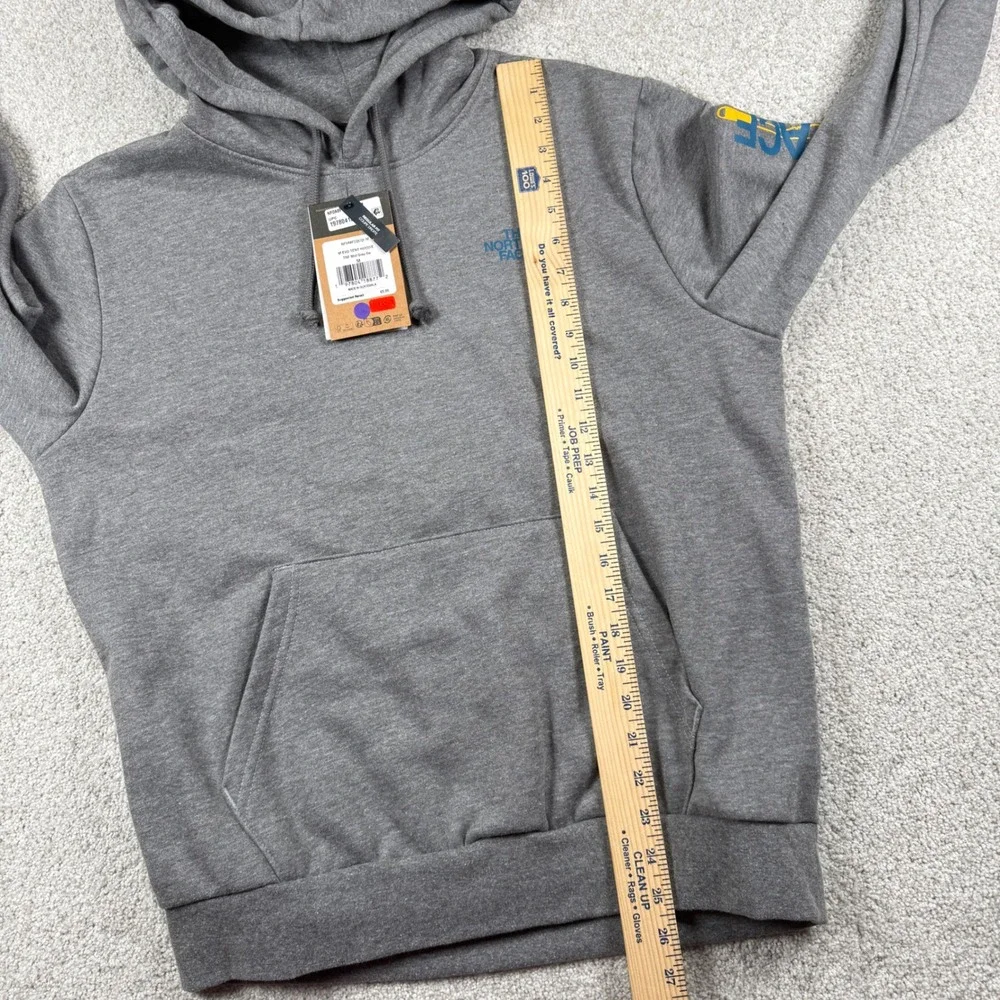 NEW The North Face Hoodie Men M Grey M Evo Tent Graphic Sleeve Logo Pullover